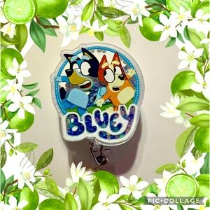 New Custom acrylic shaker retractable Badge Reel Bluey